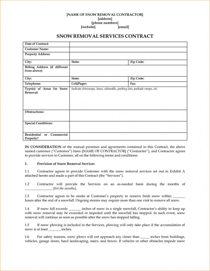 002 Simple Snow Plow Contract Template Removal Stupendous Ideas - Free Printable Snow Removal Contract