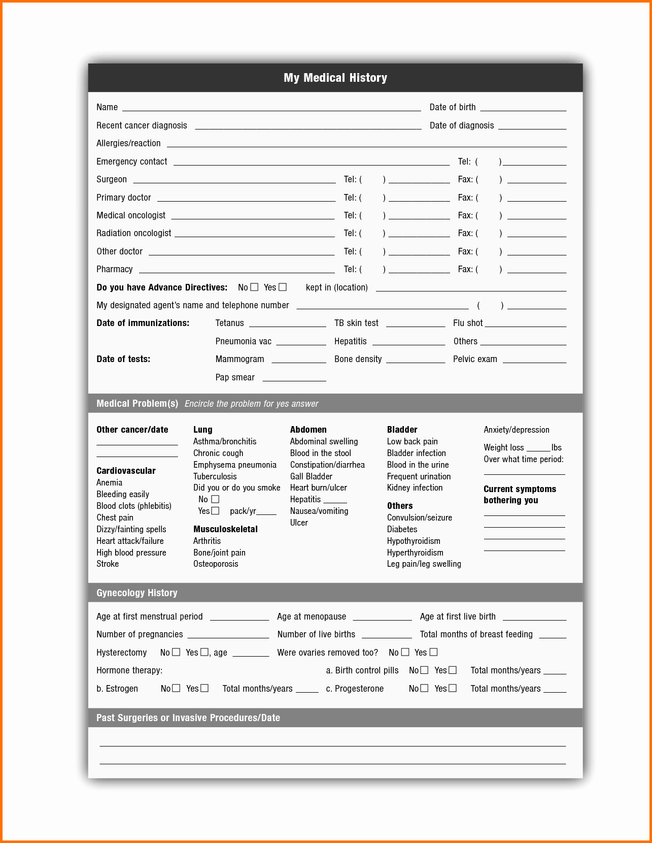 007 Medical History Form Template Pdf Awesome Free Printable Forms - Free Printable Medical Forms Kit