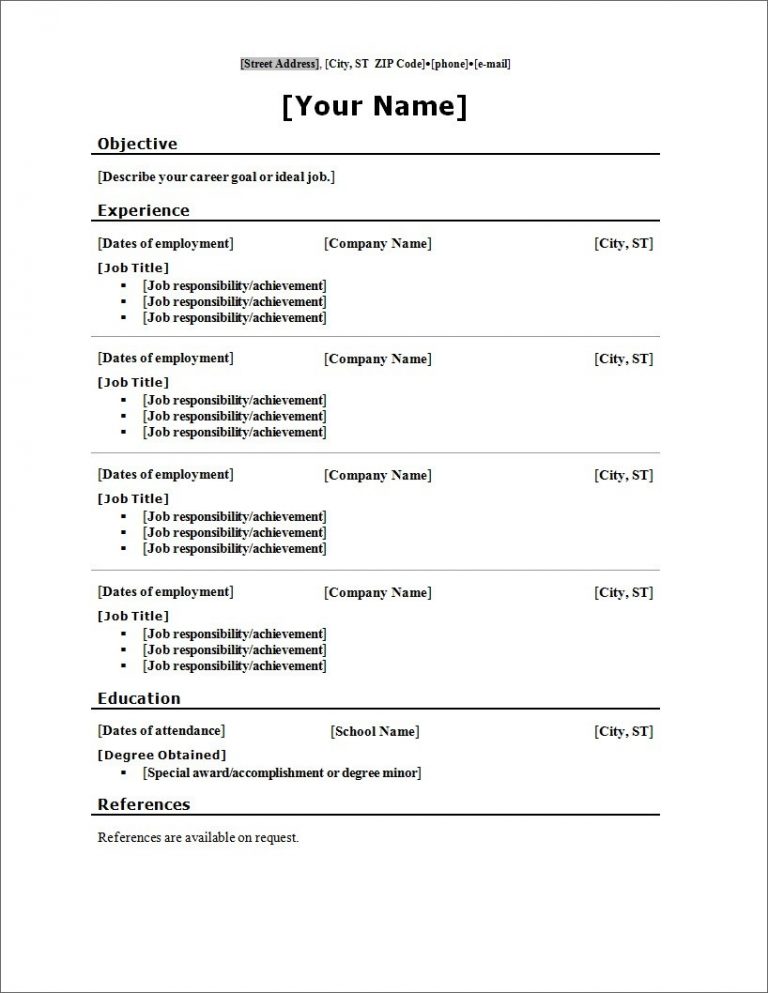 10 Blank Resume Template Pdf Professional List Free Printable 3 Free