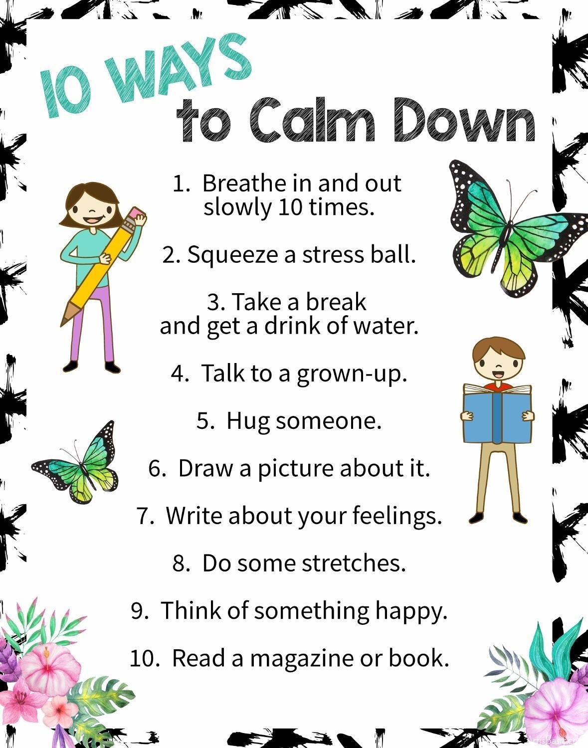 10 Ways To Calm Down: A Free Printable Poster | Art | Free Poster - Free Printable Educational Posters