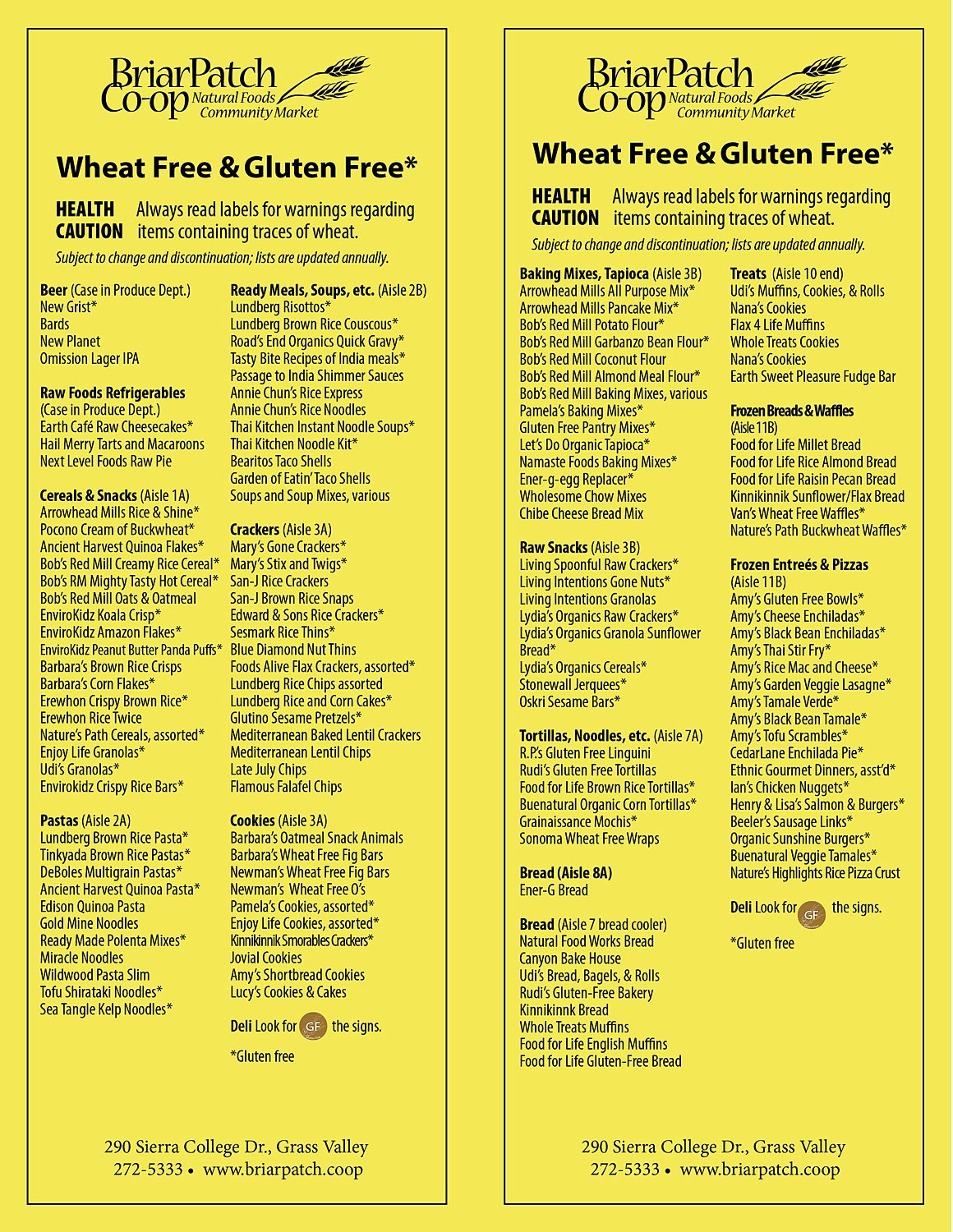 Gluten Free Food List Printable Free Printable