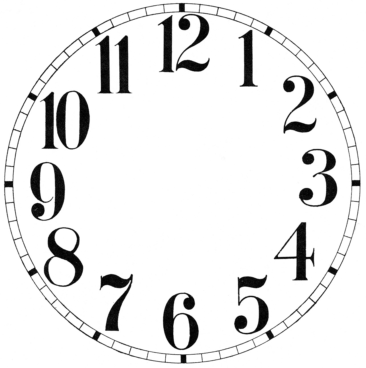 11 Clock Face Images - Print Your Own! - The Graphics Fairy - Free