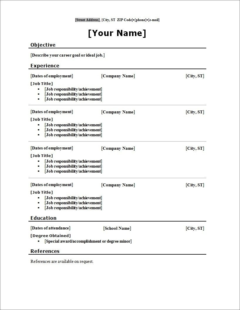 15 Lovely Free Blank Resume Templates For Microsoft Word Printable - Free Printable Resume Templates Microsoft Word