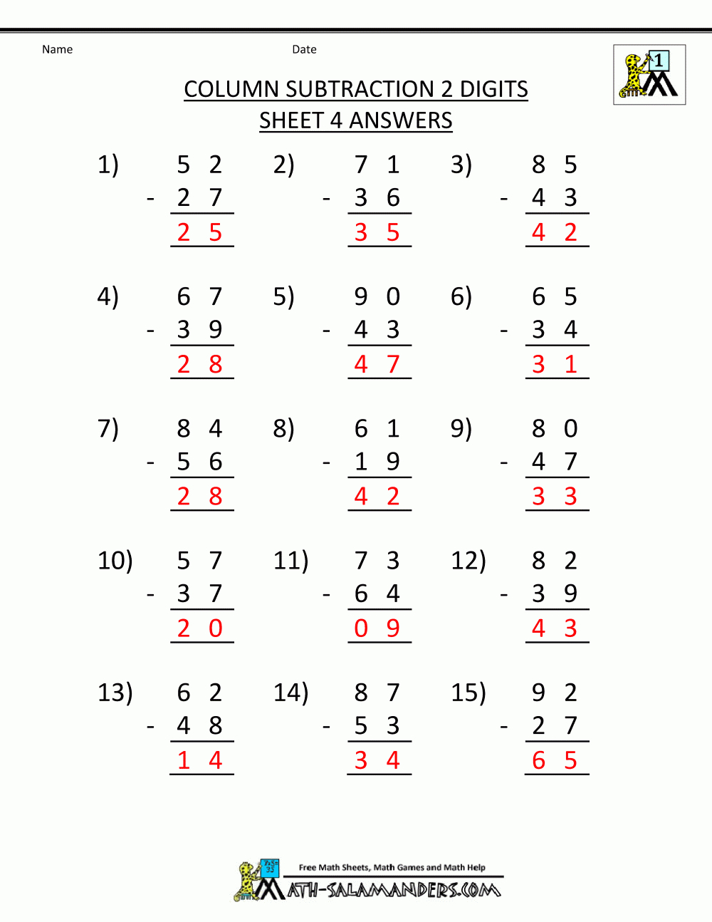 2 Digit Subtraction Worksheets - Free Printable Abacus Worksheets