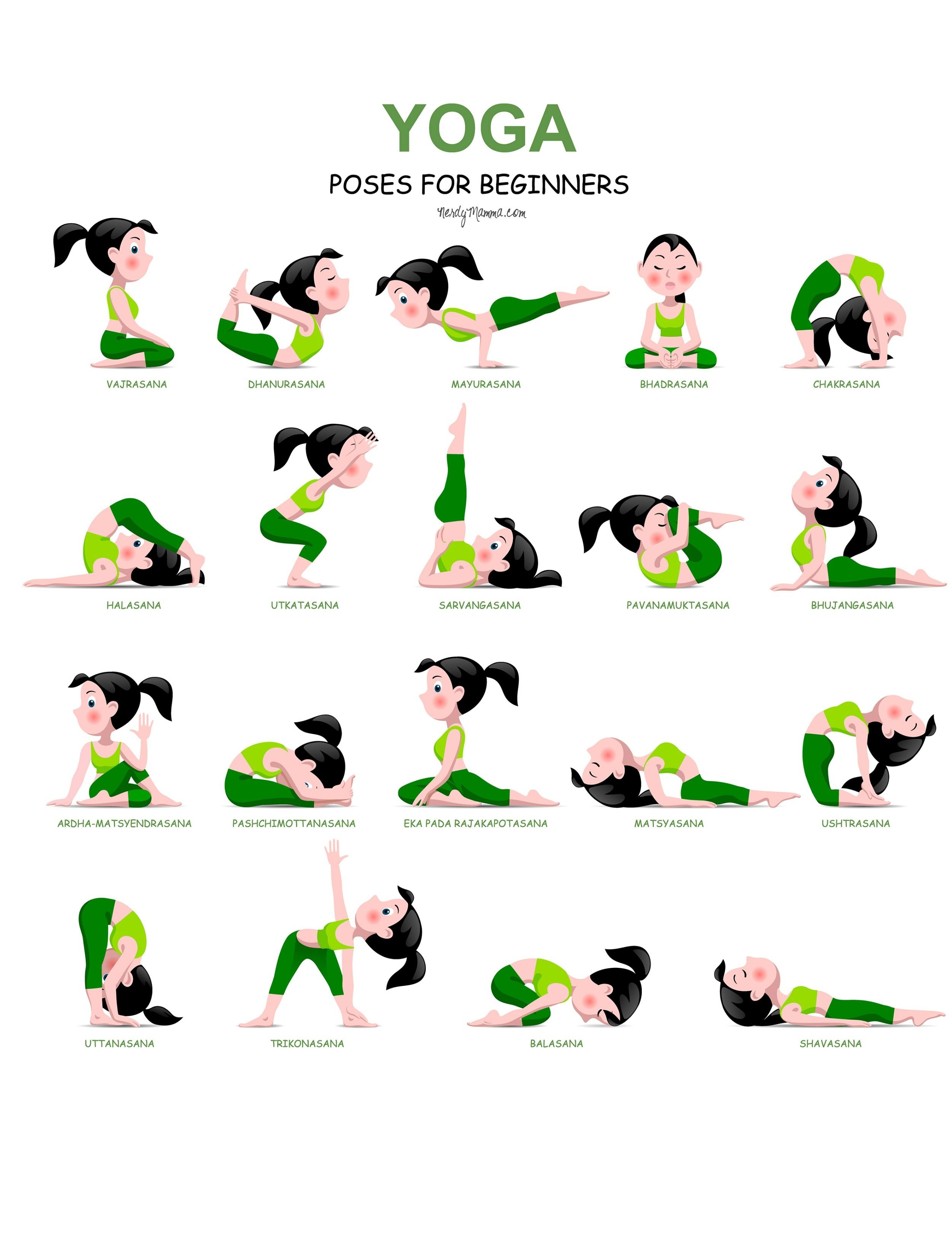 20 Easy Yoga Poses For Beginners With A Free Printable … | Yoga And - Free Printable Yoga Poses