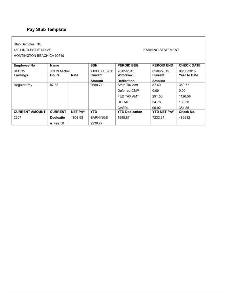 20+ Free Pay Stub Templates - Free Pdf, Doc, Xls Format Download - Free Printable Pay Stubs Online