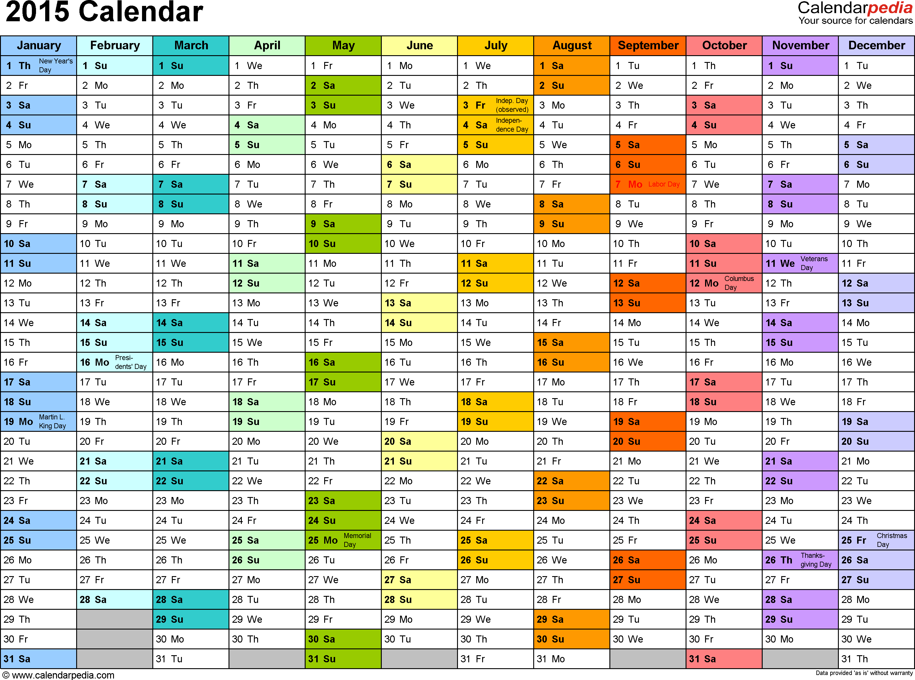 2015 Calendar - 16 Free Printable Word Calendar Templates - Free Printable Diary 2015