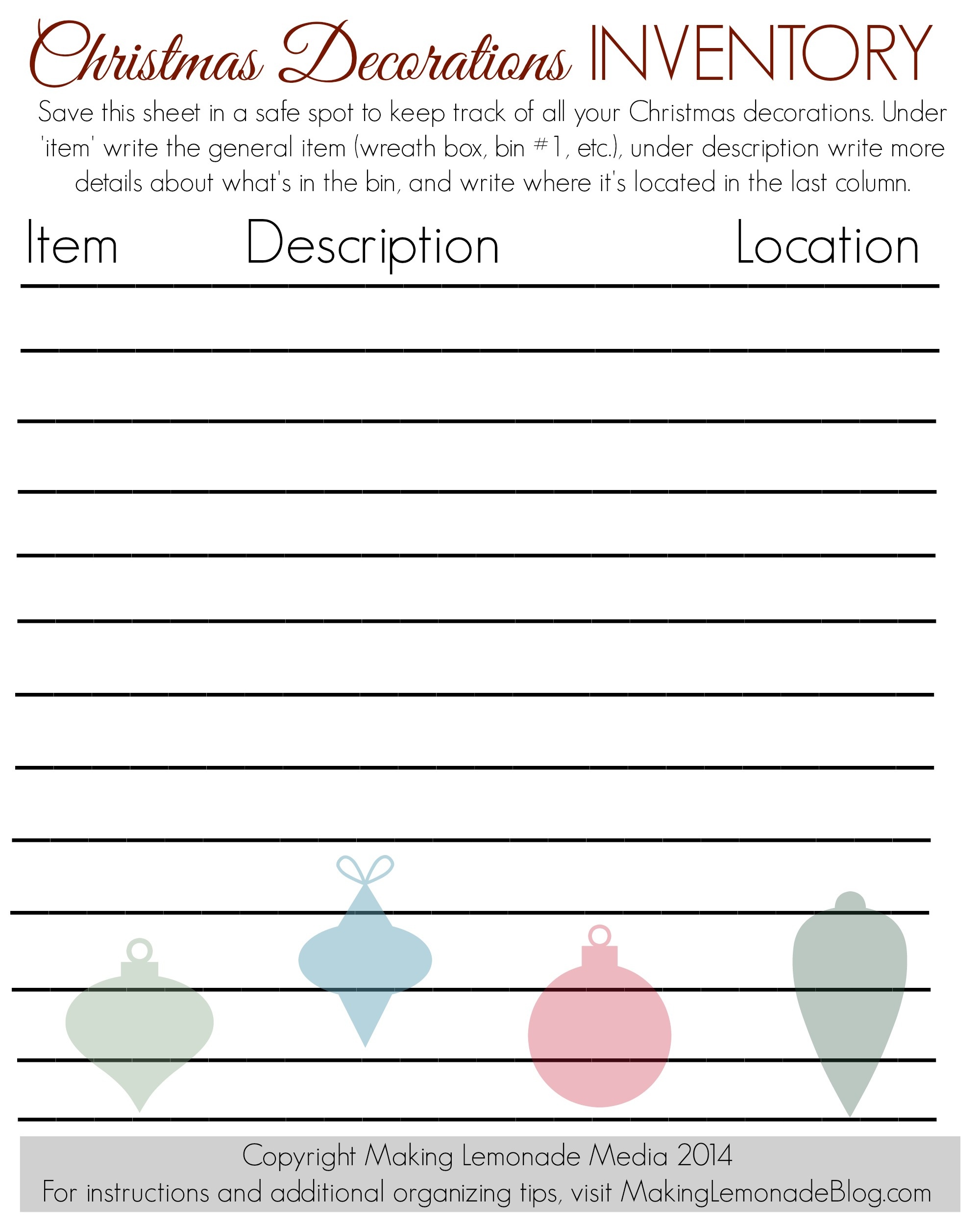 23 Free Printables To Organize Everything | Making Lemonade - Free Printable Forms For Organizing