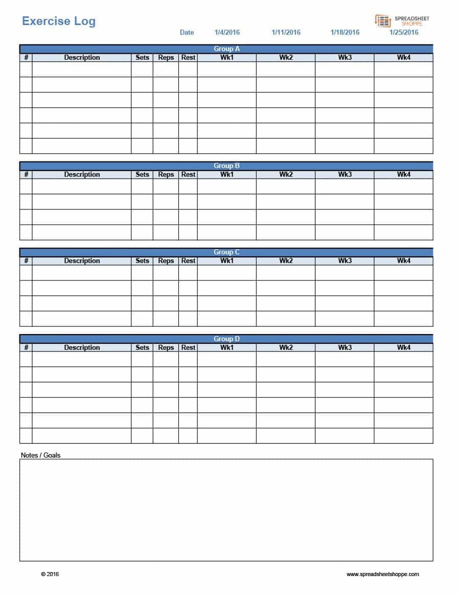 40+ Effective Workout Log &amp;amp; Calendar Templates ᐅ Template Lab - Free Printable Fitness Log