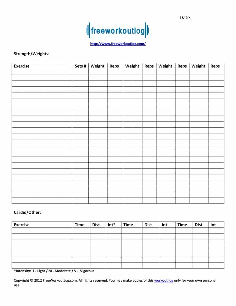 40+ Effective Workout Log &amp;amp; Calendar Templates ᐅ Template Lab - Free Printable Workout Log