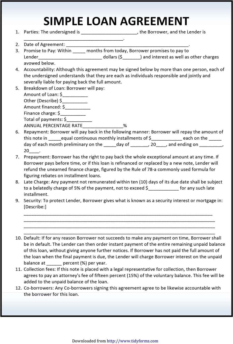 40+ Free Loan Agreement Templates [Word &amp;amp; Pdf] ᐅ Template Lab - Free Printable Blank Loan Agreement