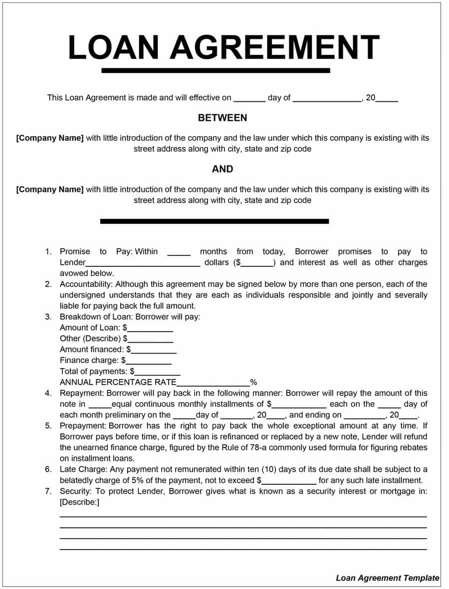 40+ Free Loan Agreement Templates [Word &amp;amp; Pdf] ᐅ Template Lab - Free Printable Blank Loan Agreement