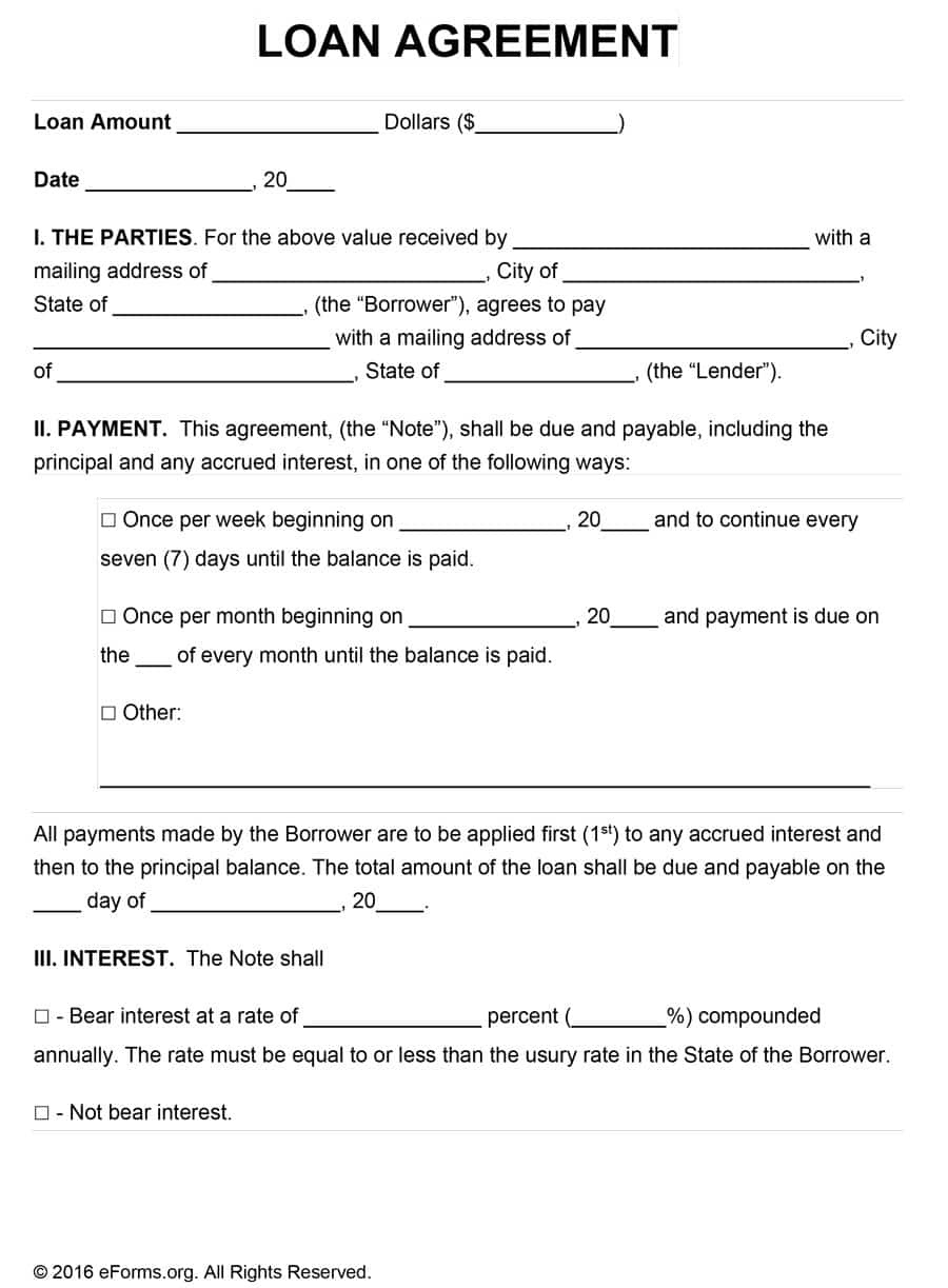 40+ Free Loan Agreement Templates [Word &amp;amp; Pdf] ᐅ Template Lab - Free Printable Blank Loan Agreement