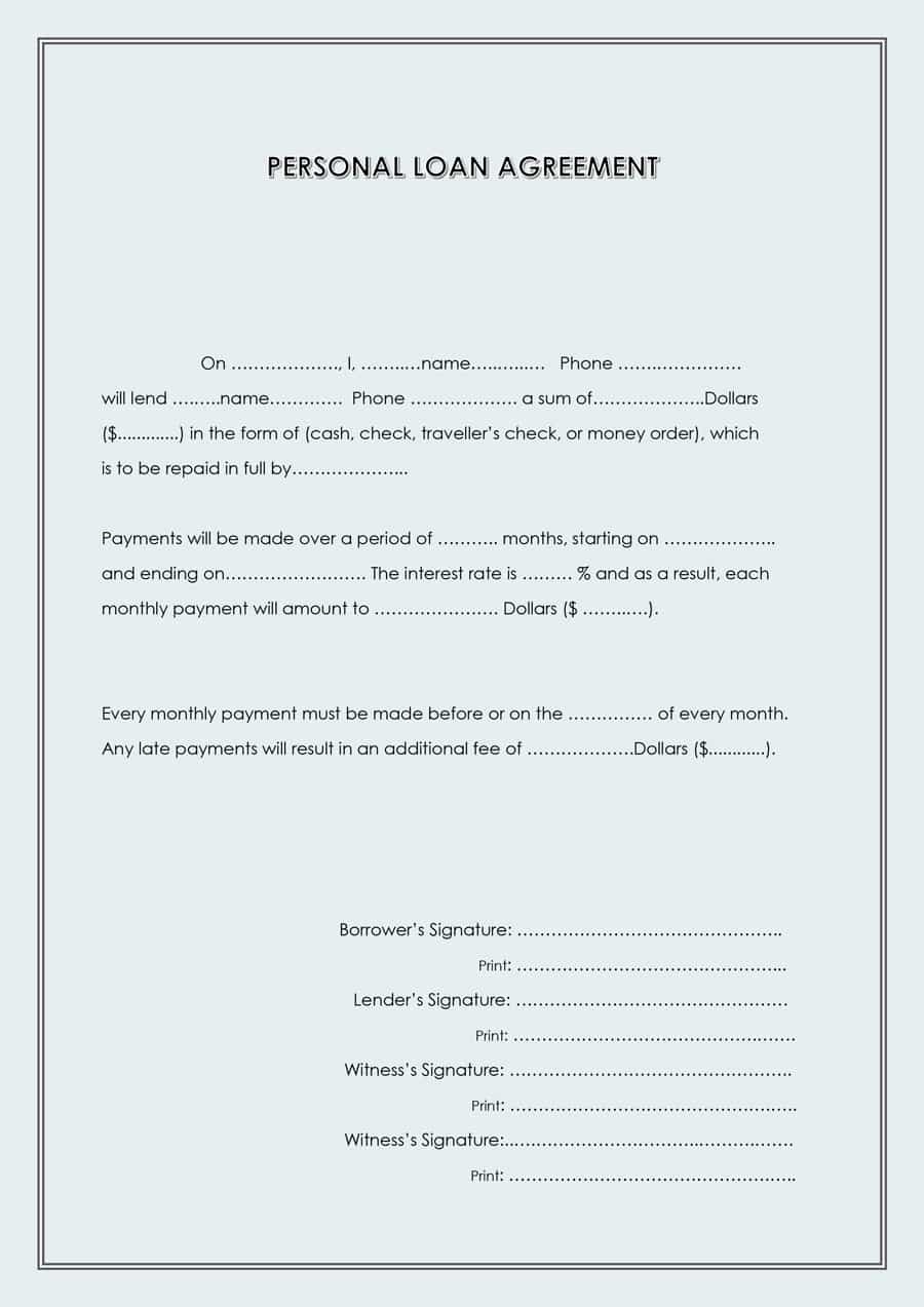 40+ Free Loan Agreement Templates [Word &amp;amp; Pdf] ᐅ Template Lab - Free Printable Personal Loan Forms