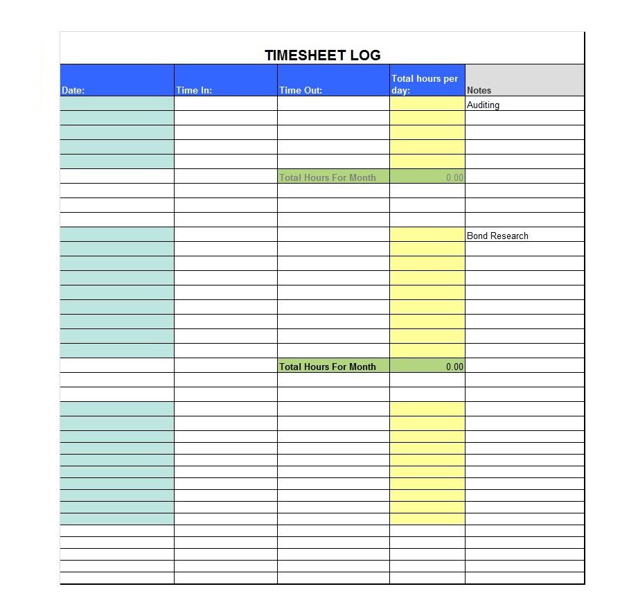 40 Free Timesheet / Time Card Templates ᐅ Template Lab - Time Card Templates Free Printable