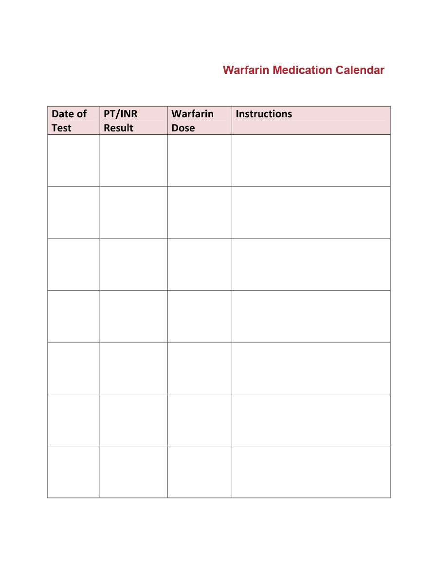 40 Great Medication Schedule Templates (+Medication Calendars) - Free Printable Daily Medication Chart