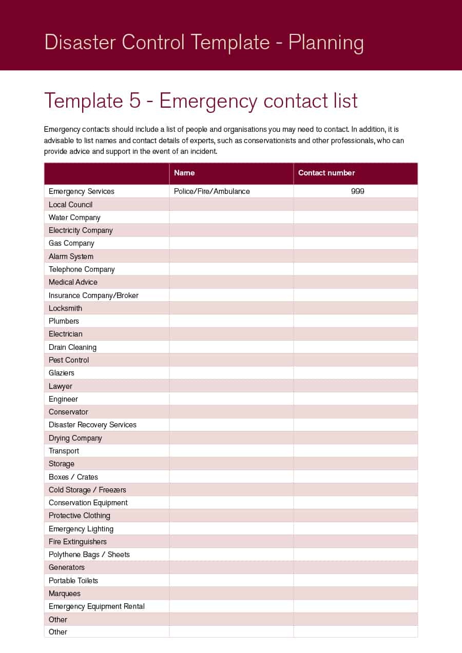 40 Phone &amp;amp; Email Contact List Templates [Word, Excel] ᐅ Template Lab - Free Printable Emergency Phone List