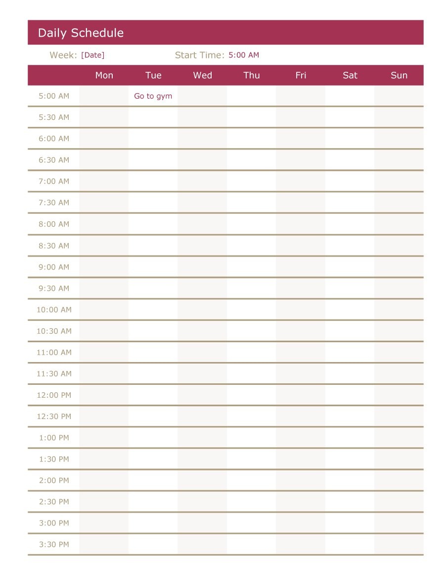40+ Printable Daily Planner Templates (Free) ᐅ Template Lab - Free Printable Daily Schedule Chart