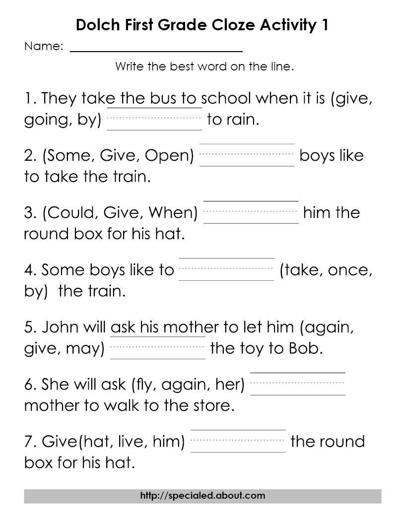 5 Sets Of Worksheets For Dolch High Frequency Words | Dolch - Free Printable Reading Comprehension Worksheets Grade 5