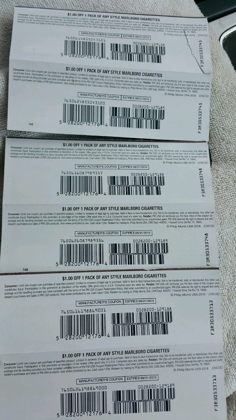 6) $1.00 Off Any Style Marlboro Cigarettes Expires 8/31/2016 - Free Printable Newport Cigarette Coupons