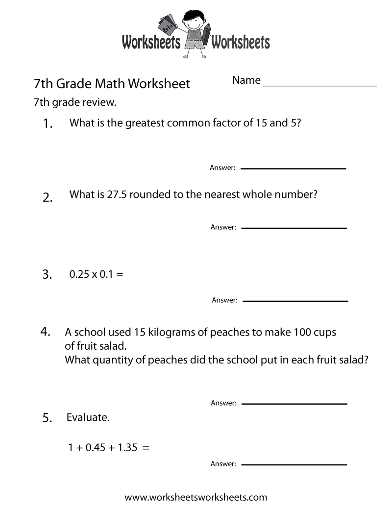 7Th Grade Math Review Worksheet - Free Printable Educational Worksheet - 7Th Grade Spelling Worksheets Free Printable