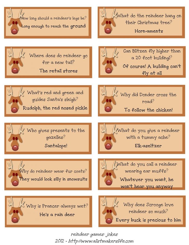 A List Maker S Life Reindeer Riddles Free Printable Christmas