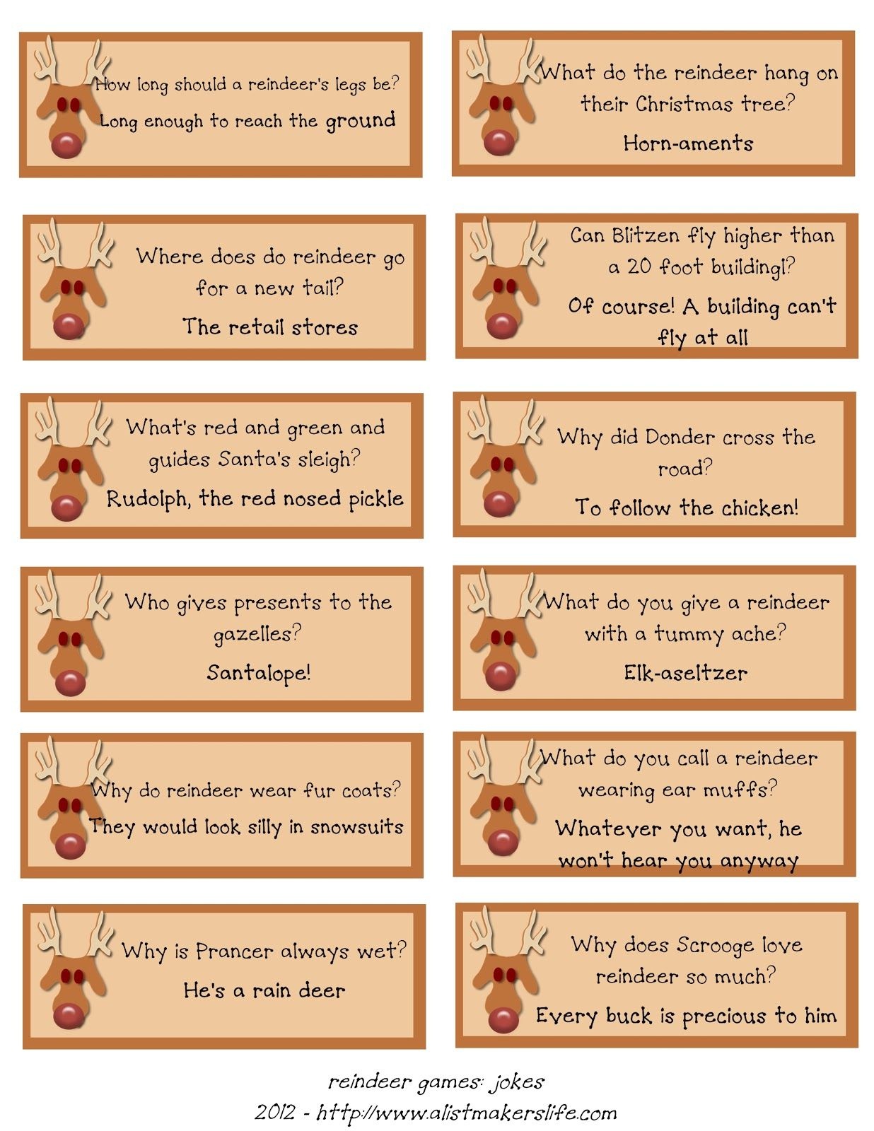 A List Maker&amp;#039;s Life: Reindeer Riddles: Free Printable | Christmas - Free Printable Riddles