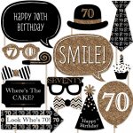 Adult 70Th Birthday   Gold   Birthday Party Photo Booth Props Kit   Free Printable 70&#039;s Photo Booth Props