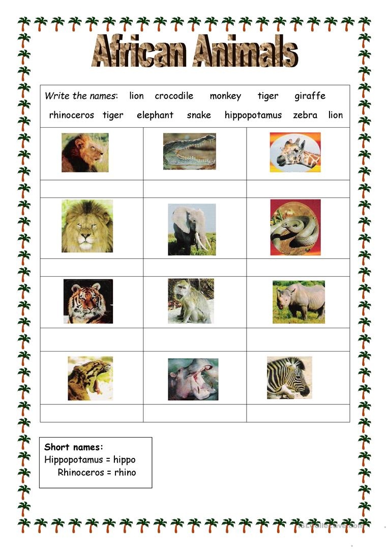 African Animals Worksheet - Free Esl Printable Worksheets Made - Free Printable Worksheets On Africa