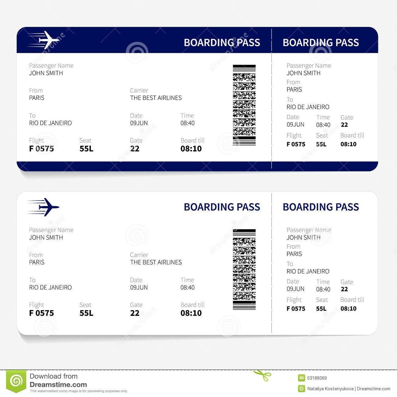 Airline Ticket Template Free Sample Customer Service Resume - Free Printable Boarding Pass