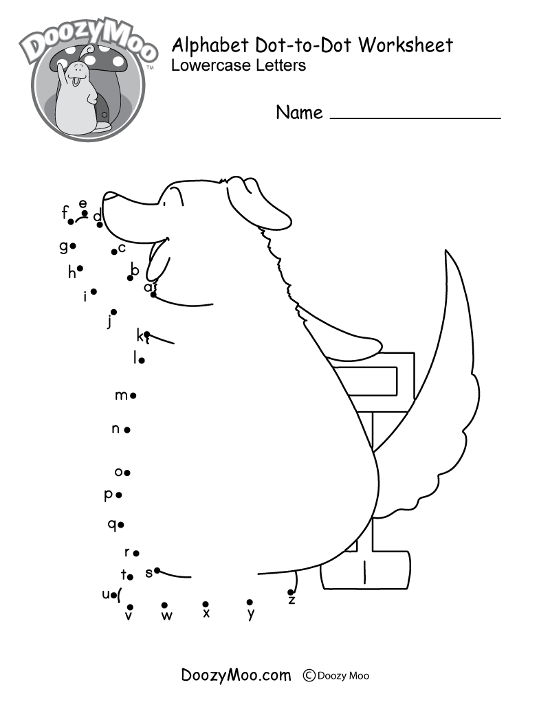 Alphabet Dot-To-Dot Worksheet (Free Printable) - Doozy Moo - Free Printable Alphabet Dot To Dot Worksheets