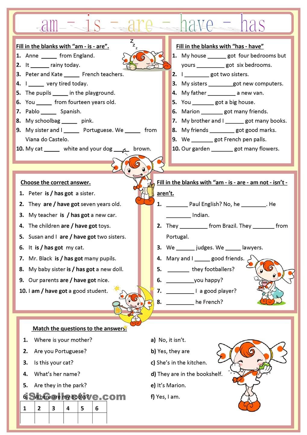 Am, Is, Are, Has, Have Worksheet - Free Esl Printable Worksheets - Free Printable Grammar Worksheets For Highschool Students