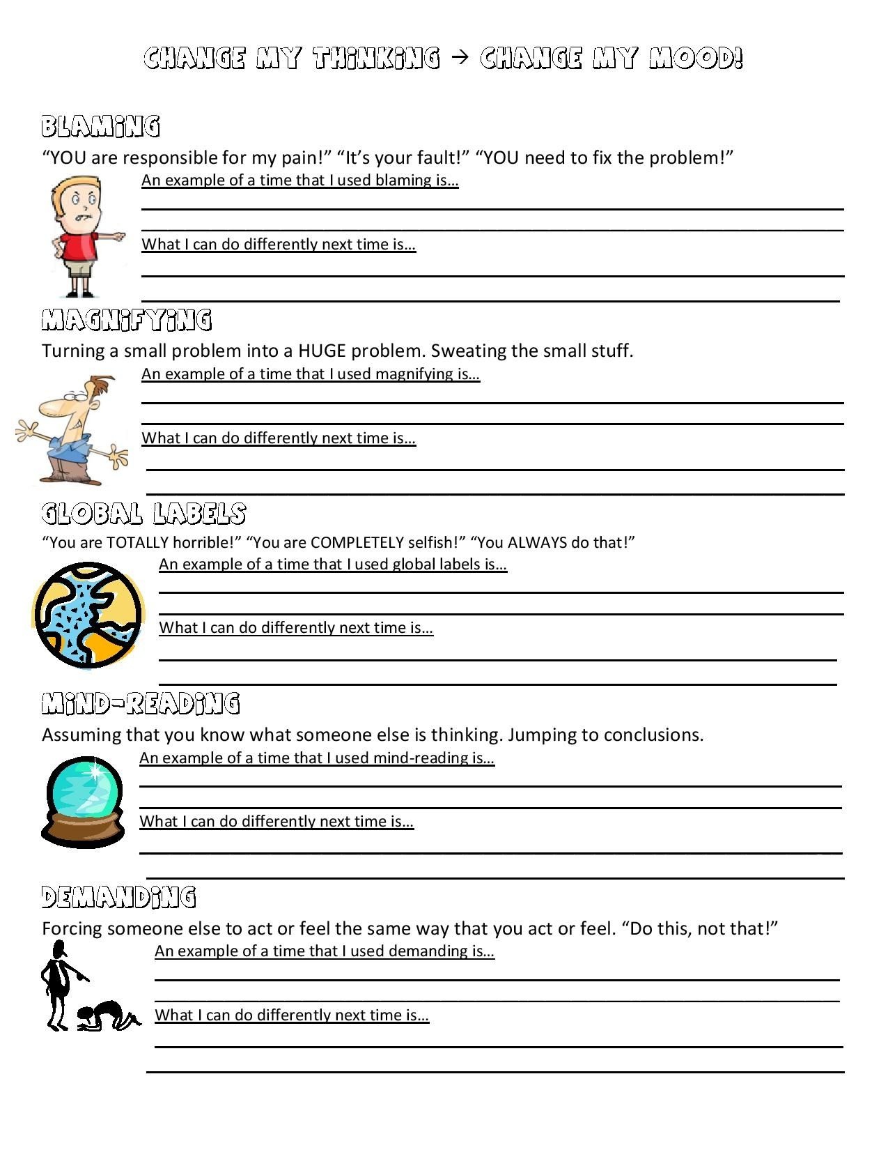 free printable counseling worksheets free printable