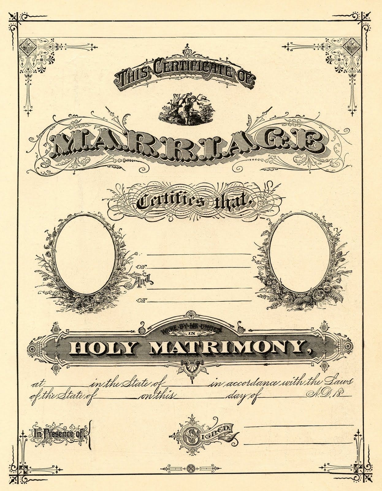 Antique Ephemera Clip Art - Printable Marriage Certificate | Free - Free Printable Wedding Certificates