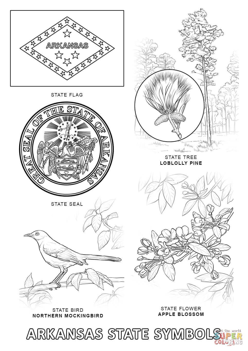 Arkansas State Symbols | Super Coloring | My Bloodlines | Map Of - Free Printable Arkansas History Worksheets