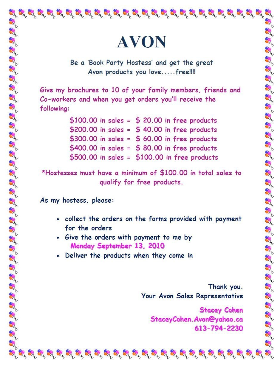 Avon Party Hostess$ | Avon | Avon Sales, Avon, Avon Online - Free Printable Avon Flyers