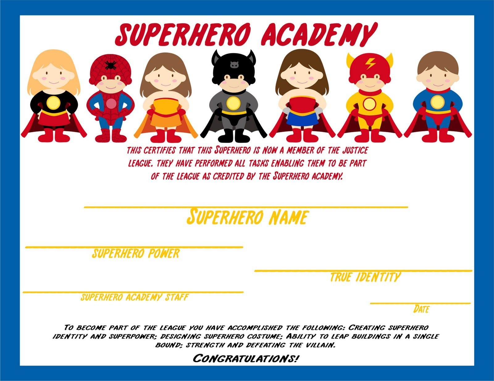 Superhero Certificate Template Superhero Certificate Template Free