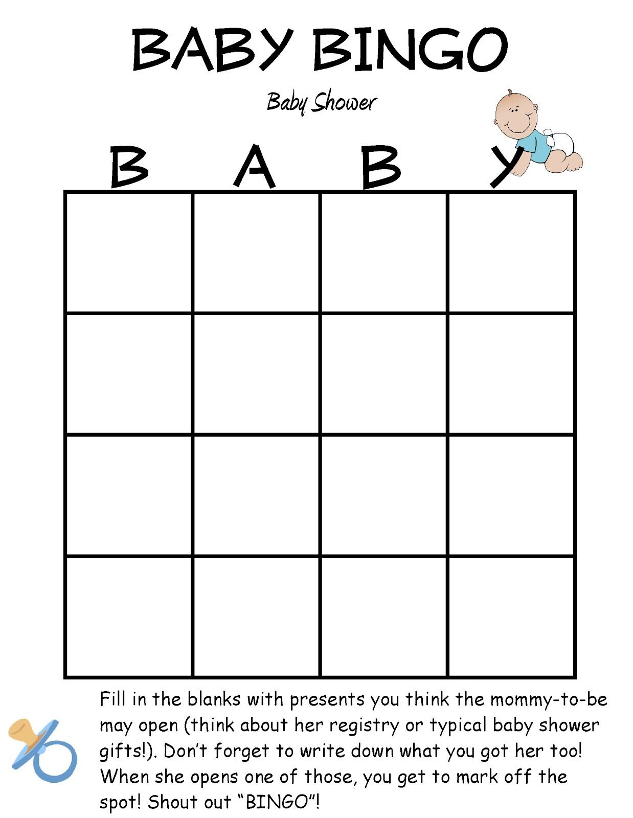 Baby Bingo Free Printable Template Free Printable