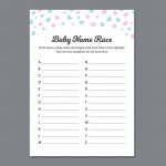 Baby Name Race Games Printable Twins Baby Shower Activity | Etsy   Baby Name Race Free Printable