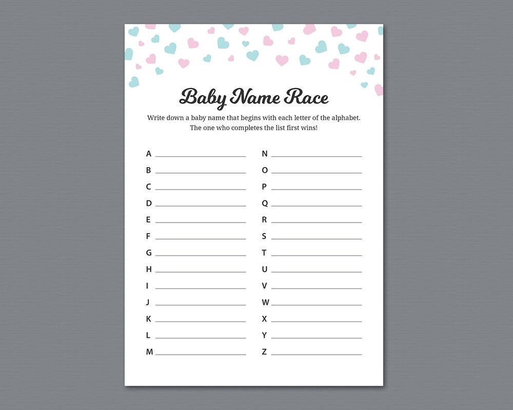 Baby Name Race Games Printable Twins Baby Shower Activity | Etsy - Baby Name Race Free Printable