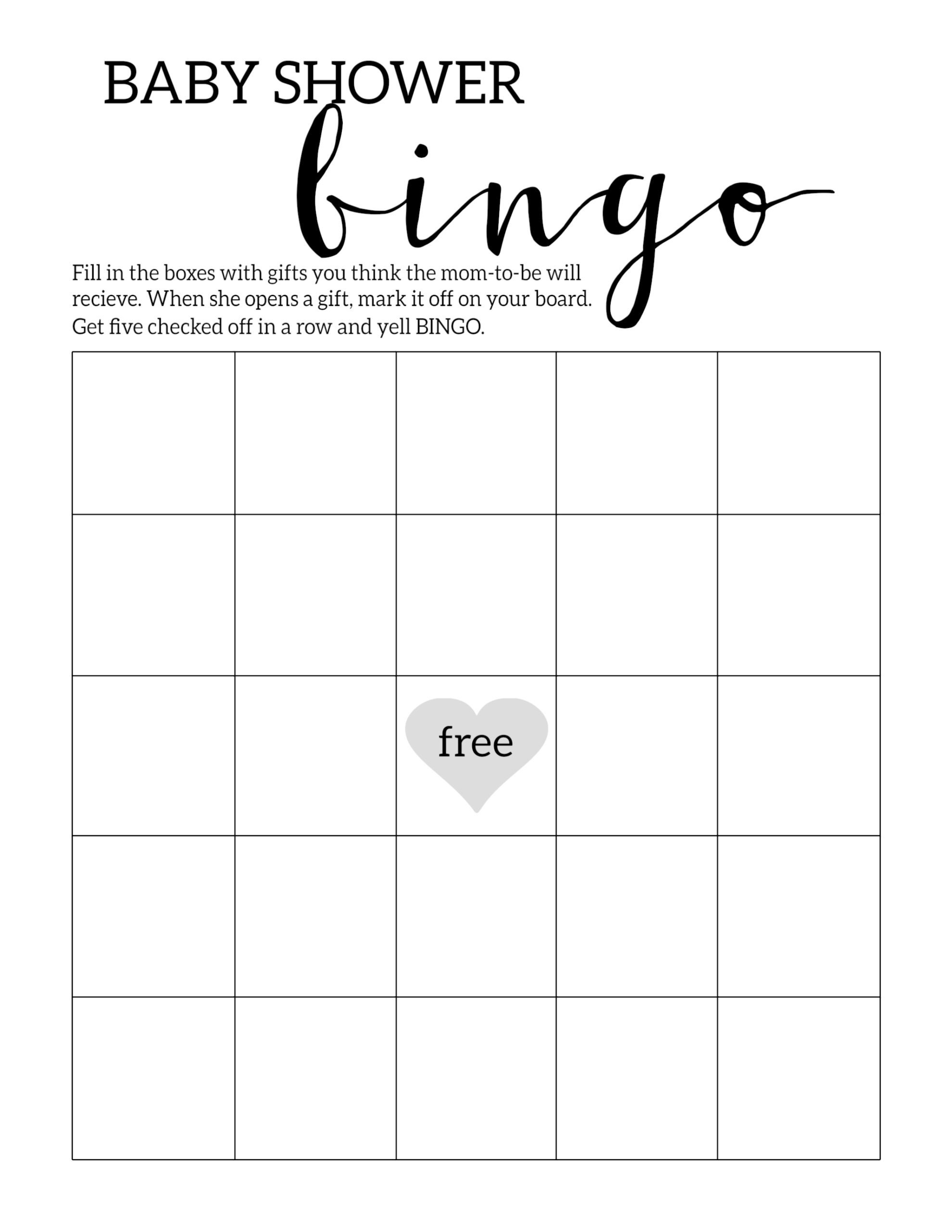 Baby Shower Bingo Printable Cards Template - Paper Trail Design - Baby Bingo Free Printable