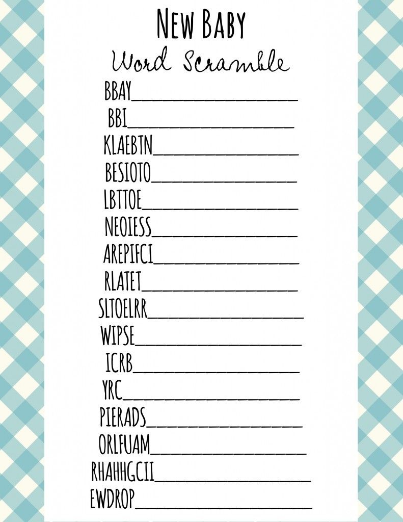 Baby Shower Games Word Scramble | Baby Shower Ideas | Free Baby - Free Printable Baby Shower Games Word Scramble