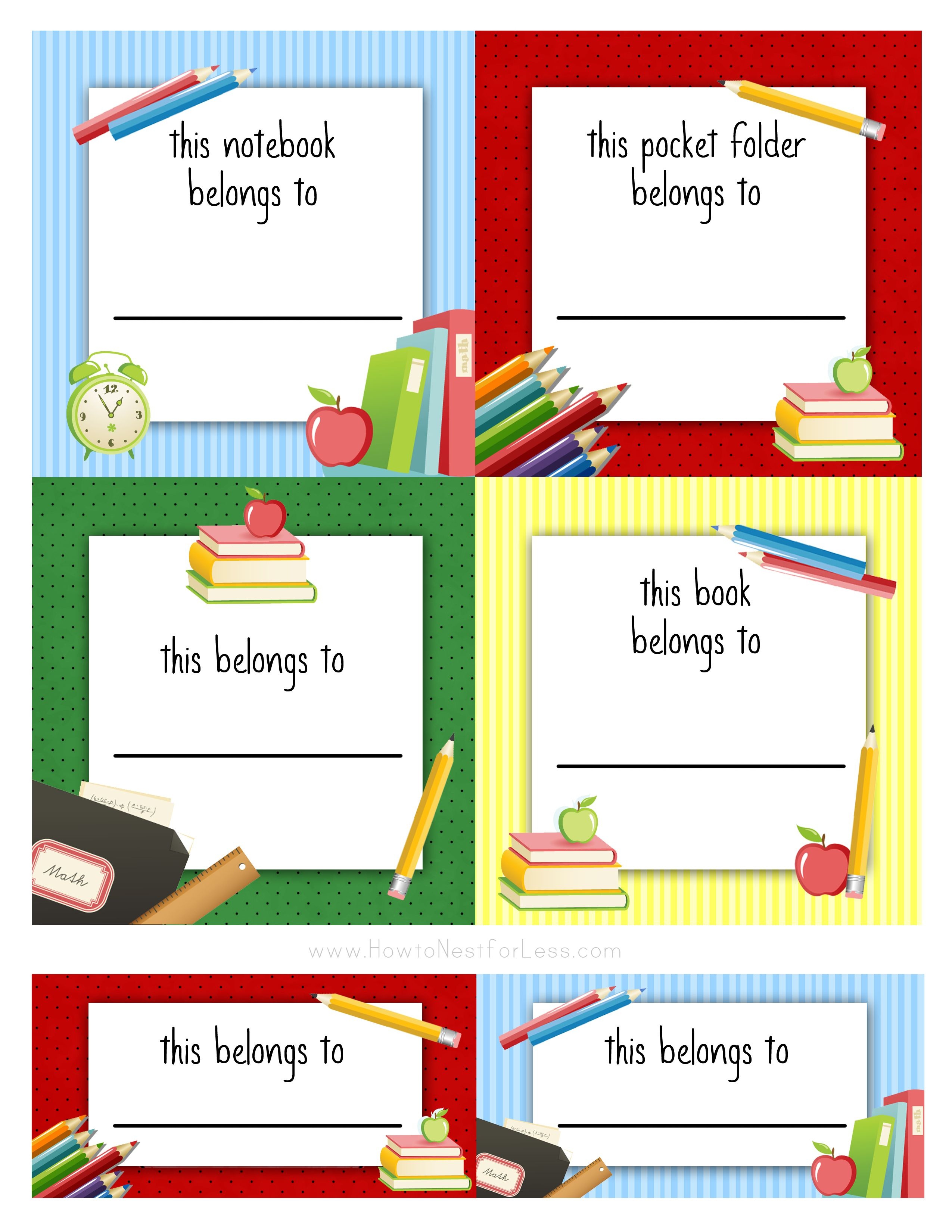 Back To School Labels For Kids | Printables, Freebies, Diy | Kids - Free Printable Name Tags For School Desks