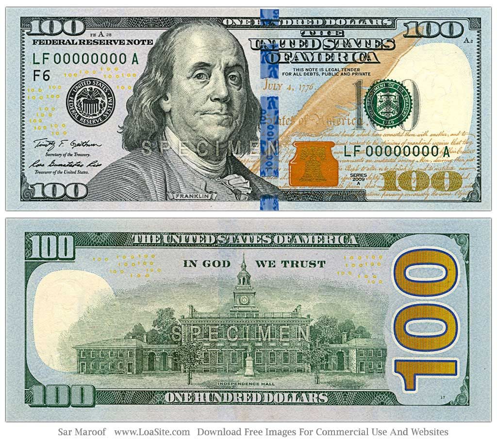 100 Bill Actual Size