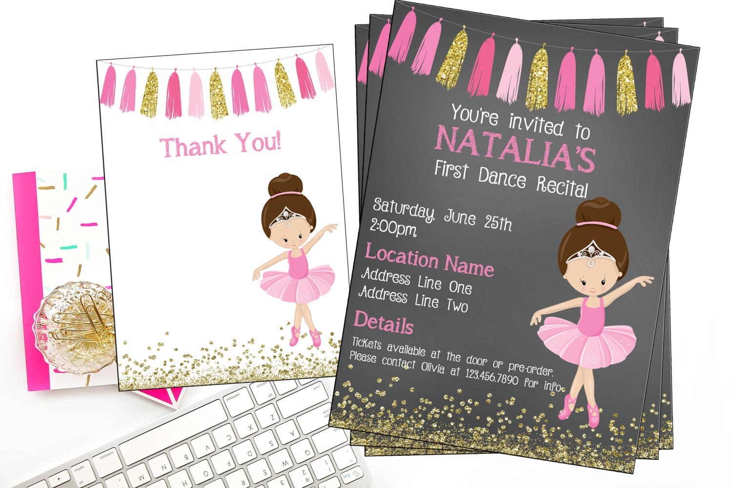 Ballet Recital Invitation Ballerina Dance Invitation Dance | Etsy - Free Printable Dance Recital Cards