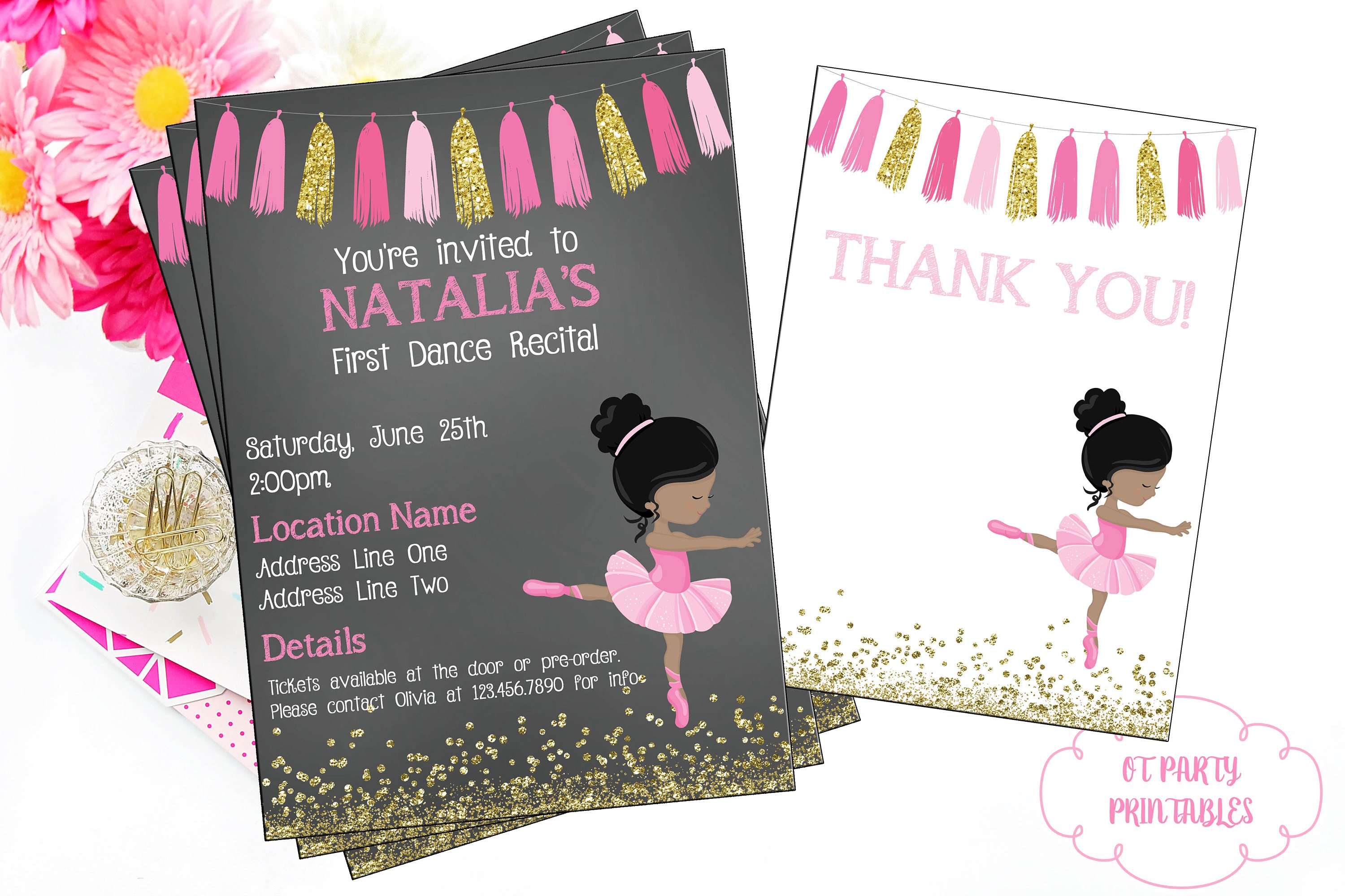 Ballet Recital Invitation Ballerina Dance Invitation Dance | Etsy - Free Printable Dance Recital Cards