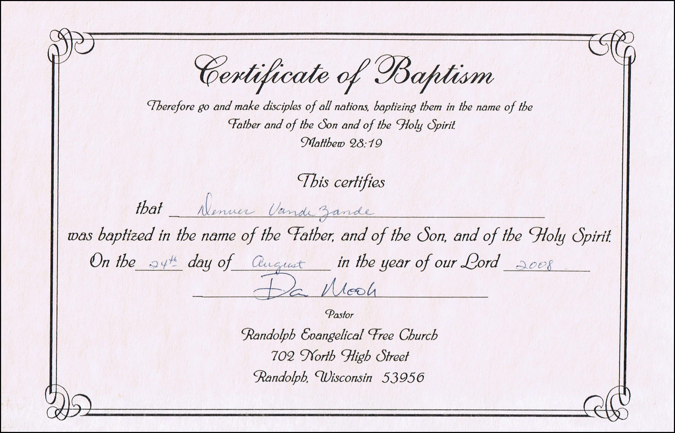 Baptism Certificates Free Online | Denver&amp;#039;s Certificate Of Baptism - Free Online Printable Baptism Certificates
