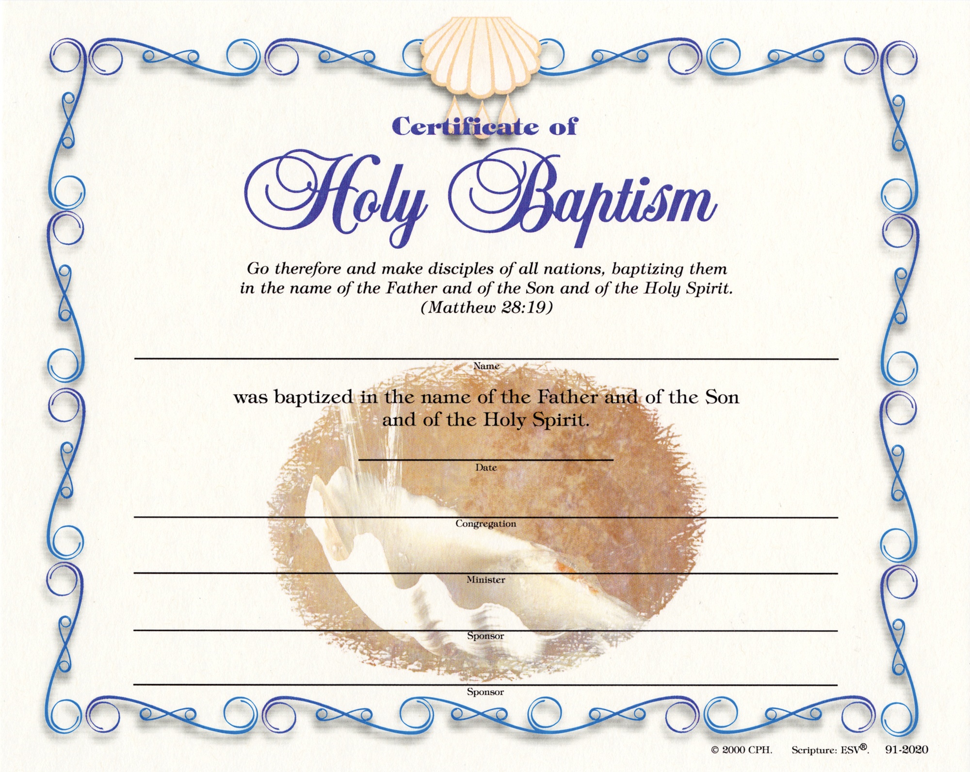 Baptism certificate water printable fillable church certificates templates christian baby template dedication catholic carlynstudio award baptisms