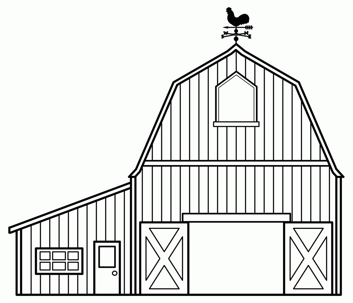 Barn Coloring Pages - Barn Coloring Pages Two Horse And Barn Free