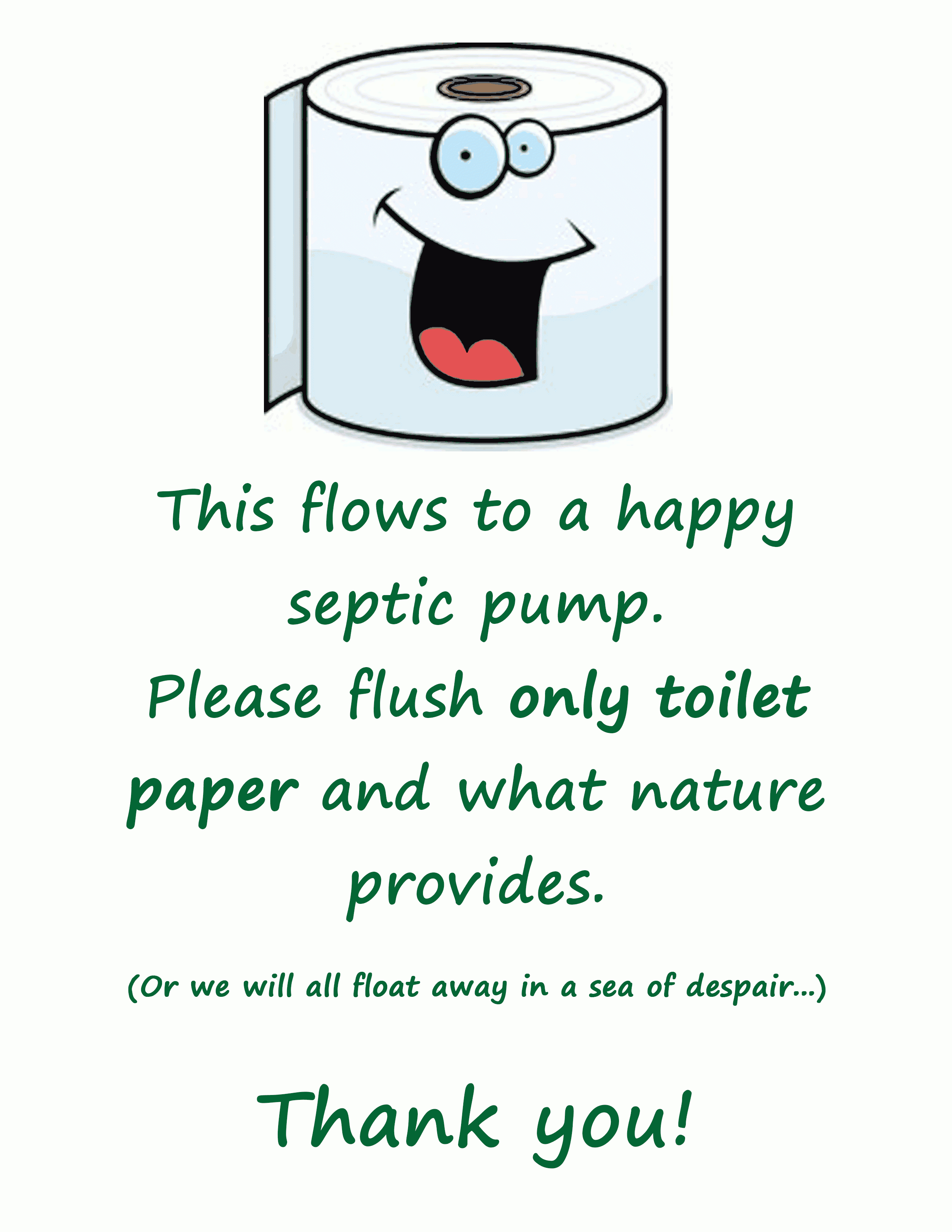 Bathroom Sign. Please Flush Only Toilet Paper, | Signs In 2019 - Free Printable Do Not Flush Signs